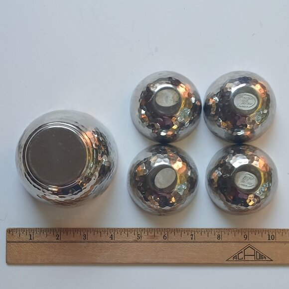 Hand Hammered Metal Nut/Condiment 5 Bowls Hemisphere Abbott Collection India - Picture 6 of 6